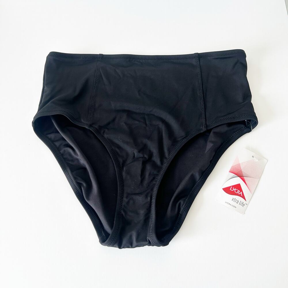 NWT Lands End Black Lycra Extra Lite Bikini Bottoms 8